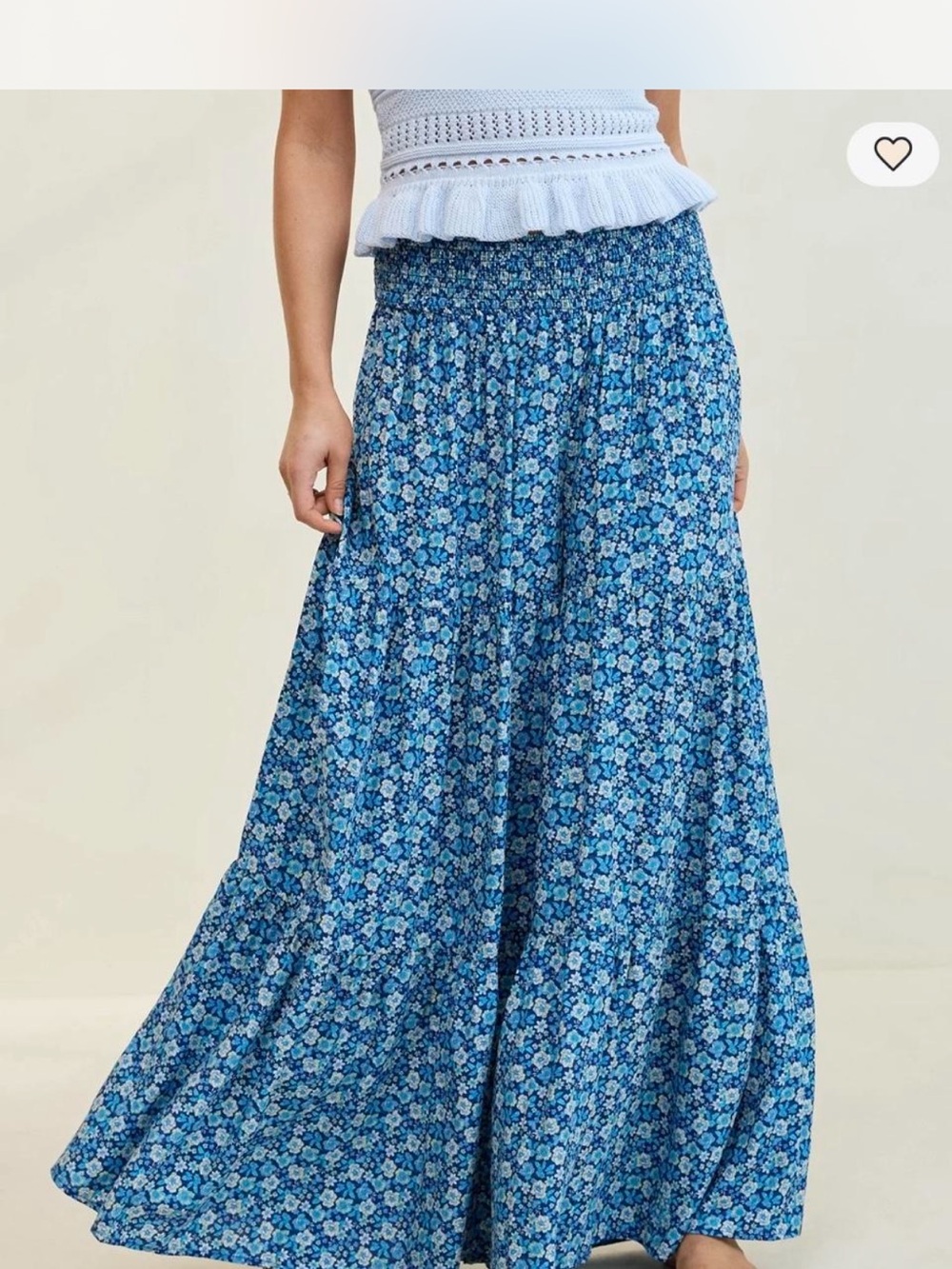 aerie Blue Floral Smocked-Waist party pants